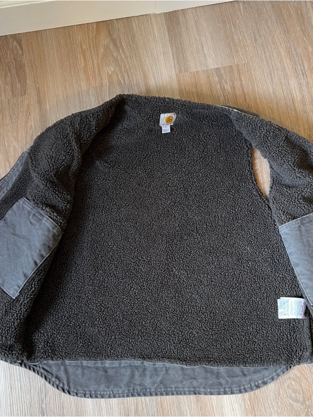 Carhartt Sherpa Lined Duck Vest Gray Workwear Zip Men’s Large - Picture 7 of 8